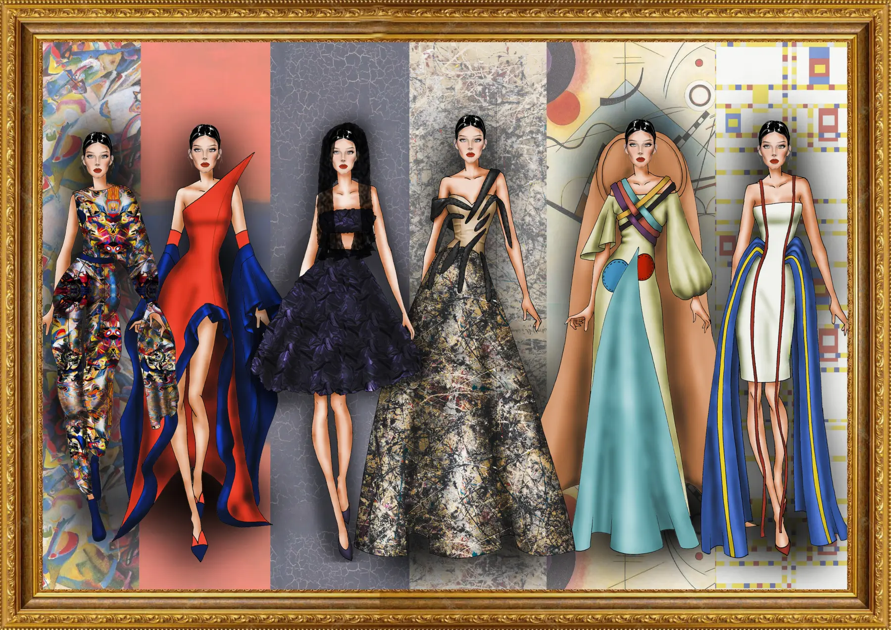 Met Gala 2026 — line-up illustrato delle sei mise della collezione, ispirate a grandi maestri dell'arte